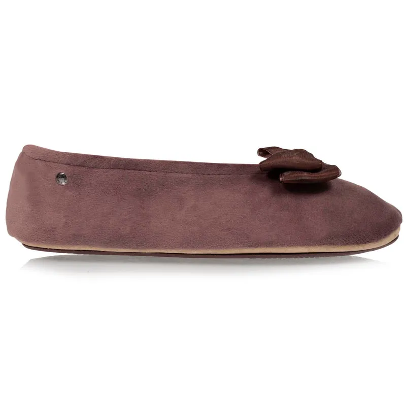 Chaussons ballerines Femme Nœud Taupe rose