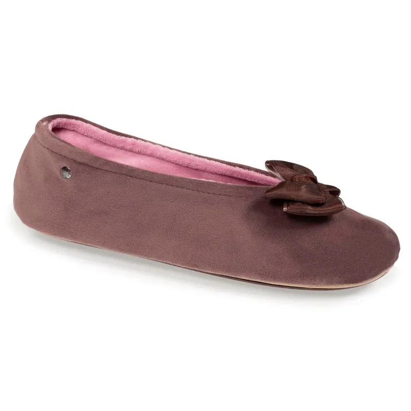 Chaussons ballerines Femme Nœud Taupe rose