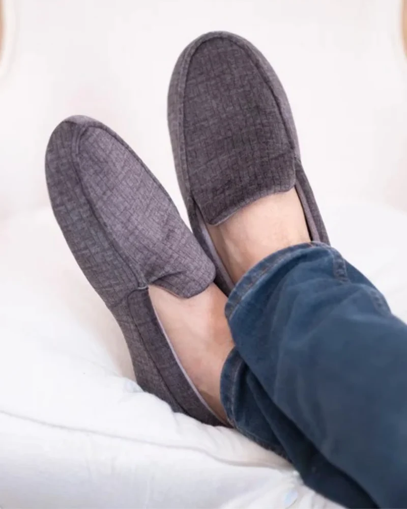 Chaussons mocassins Homme semelle souple Gris