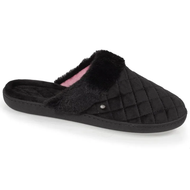 Chaussons mules Femme matelassé Noir