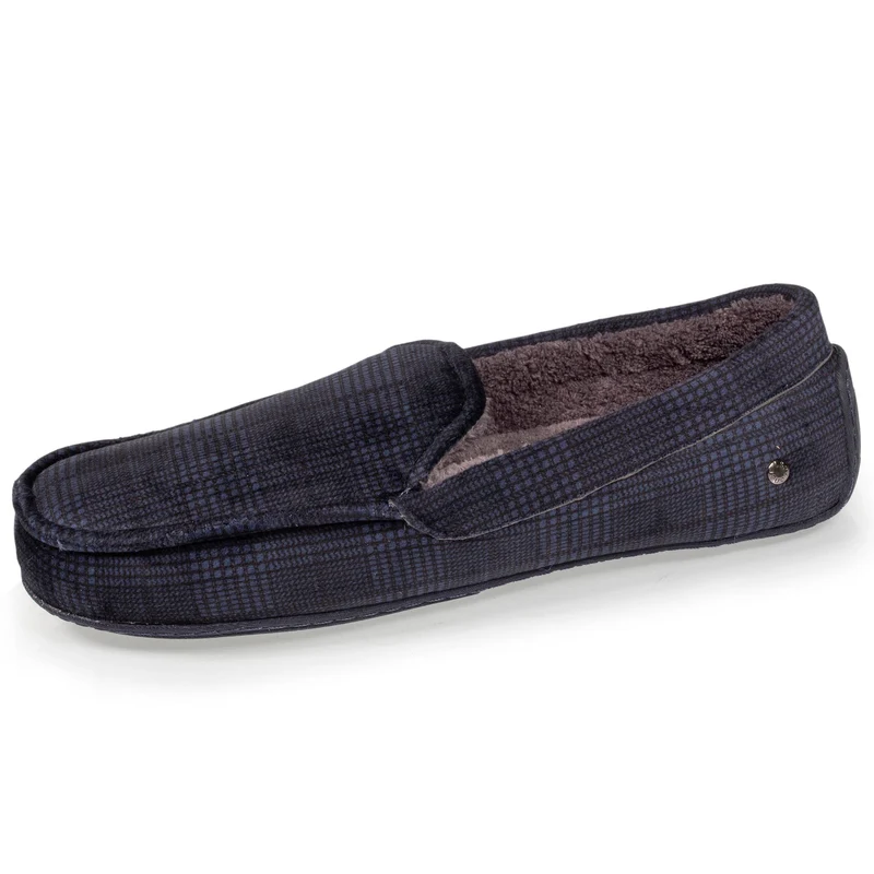 Chaussons mocassins Homme carreaux Marine