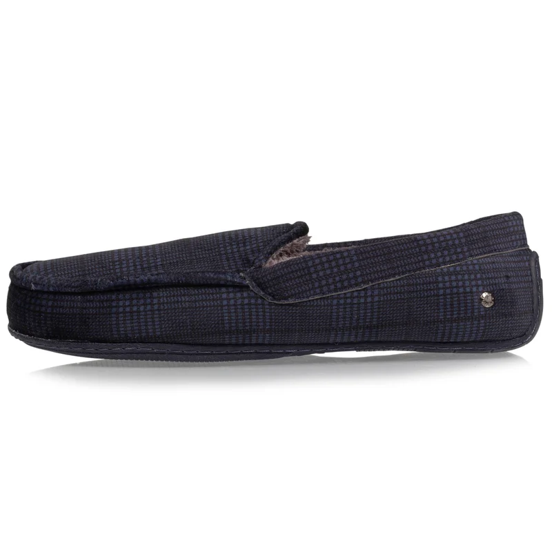 Chaussons mocassins Homme carreaux Marine