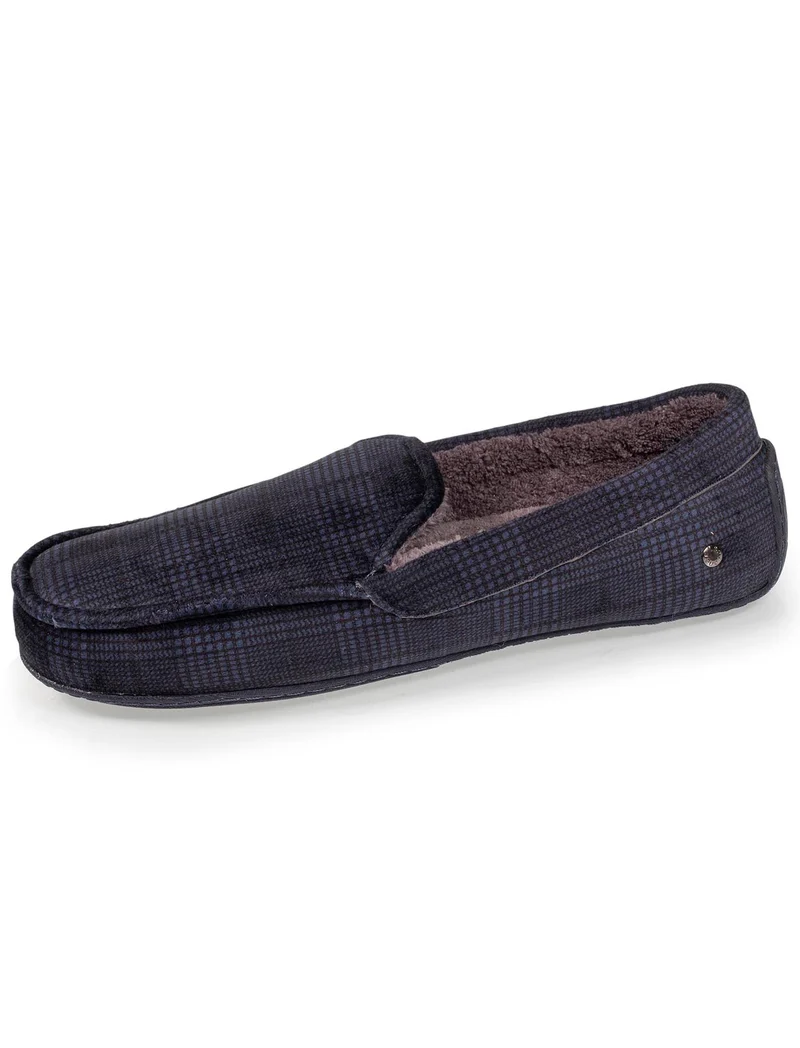 Chaussons mocassins Homme carreaux Marine