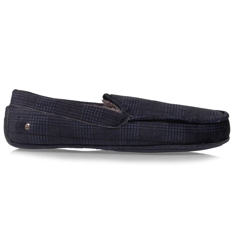 Chaussons mocassins Homme carreaux Marine