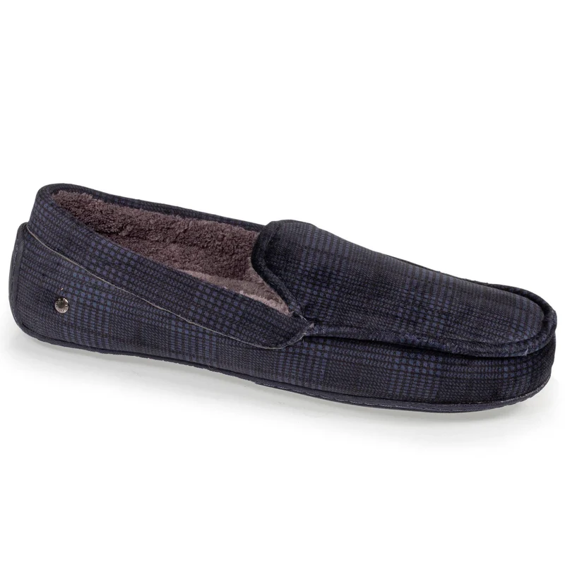 Chaussons mocassins Homme carreaux Marine