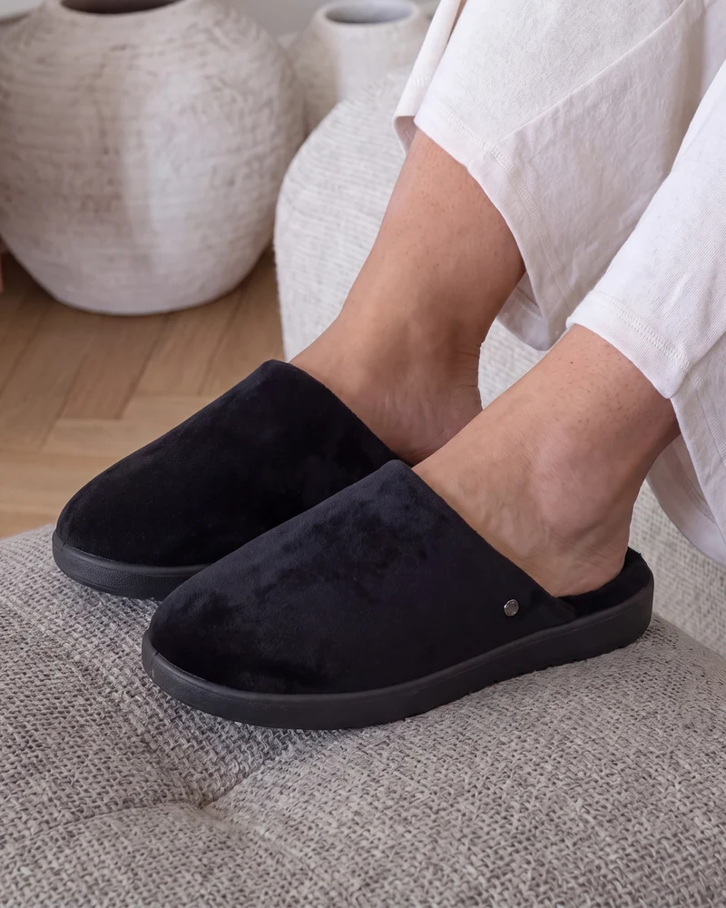 Chaussons mules Femme grand confort Noir