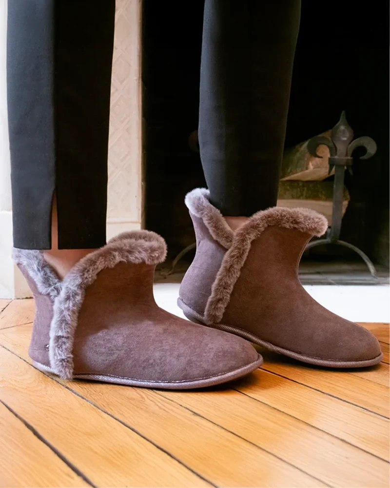 Chaussons bottillons Femme Gris