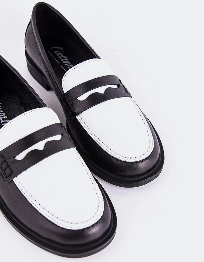 Safiya White/Black Leather