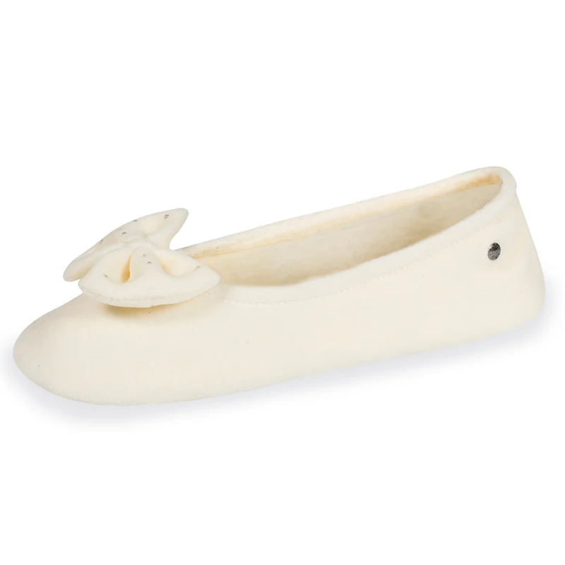 Chaussons ballerines Femme strass Ivoire