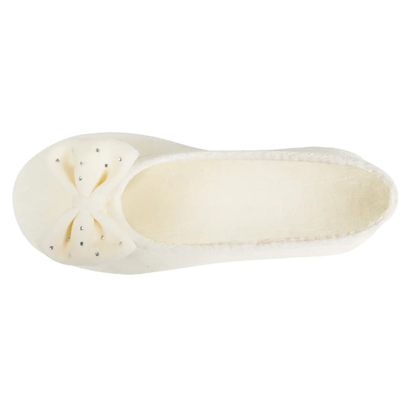 Chaussons ballerines Femme strass Ivoire