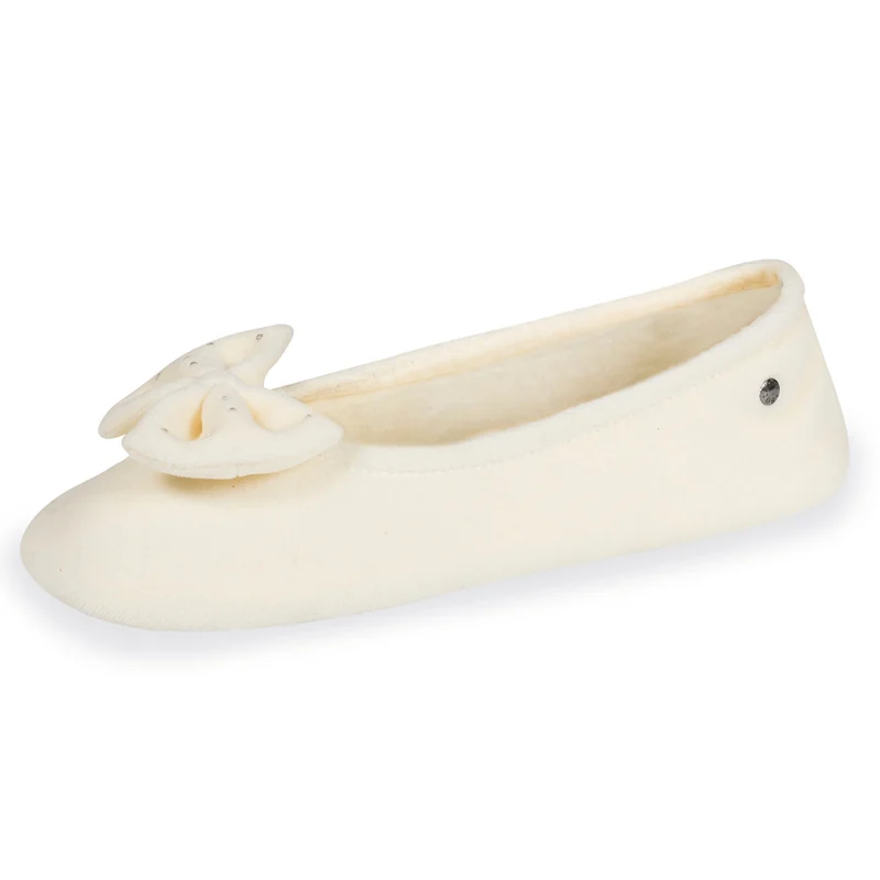 Chaussons ballerines Femme strass Ivoire