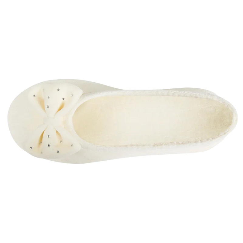 Chaussons ballerines Femme strass Ivoire