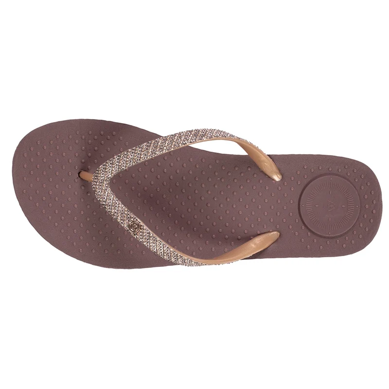Tongs Femme tige ornements Marron