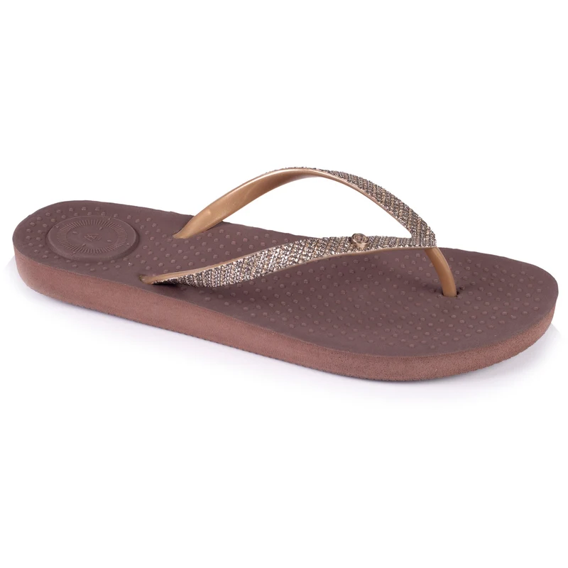 Tongs Femme tige ornements Marron