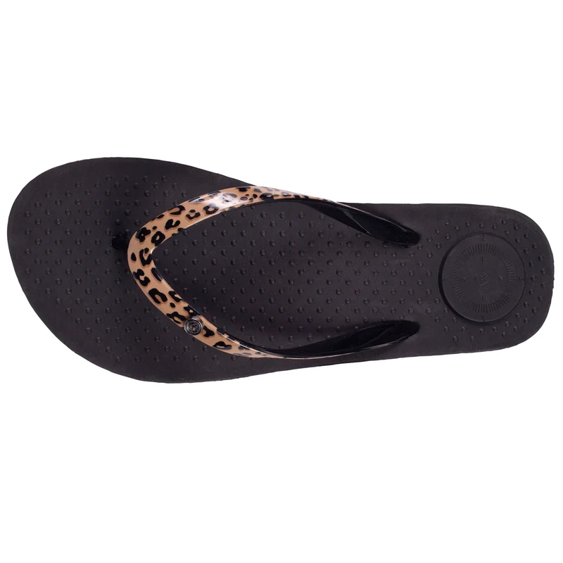 Tongs Femme tige imprimé léopard Noir