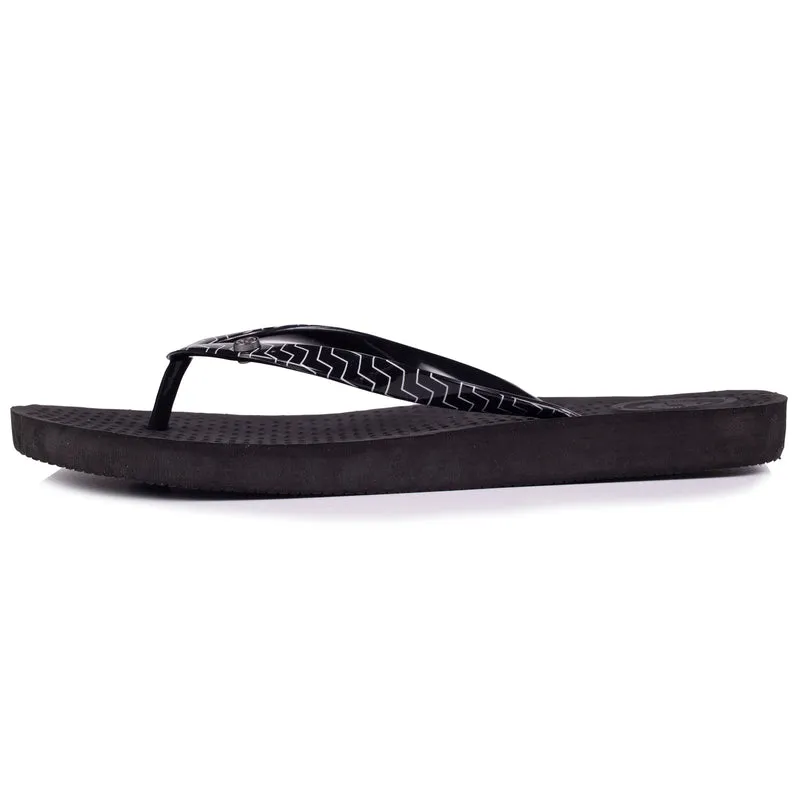 Tongs Femme tige graphique Noir