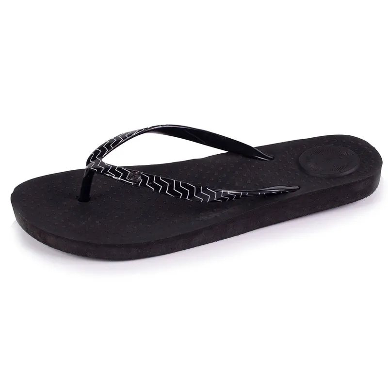 Tongs Femme tige graphique Noir
