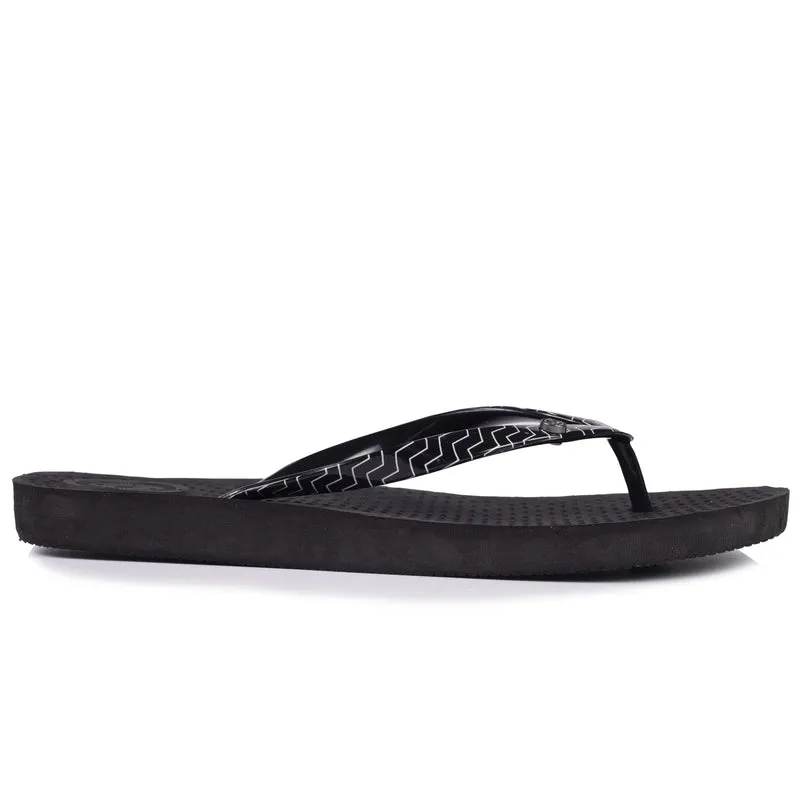 Tongs Femme tige graphique Noir