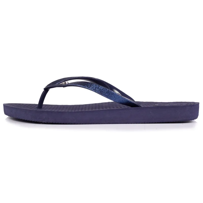 Tongs Femme tige paillettes Marine