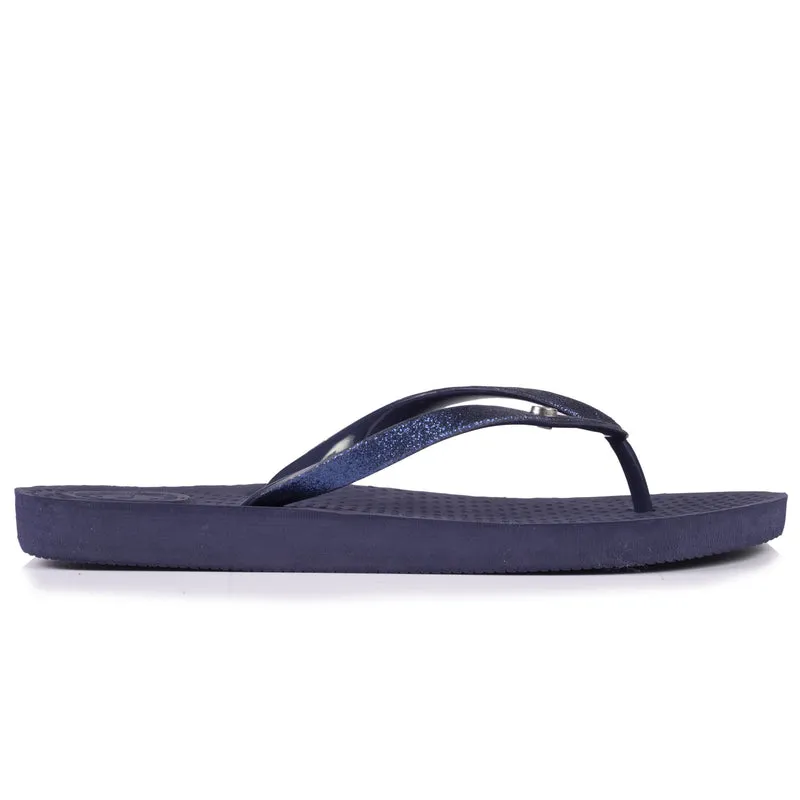 Tongs Femme tige paillettes Marine
