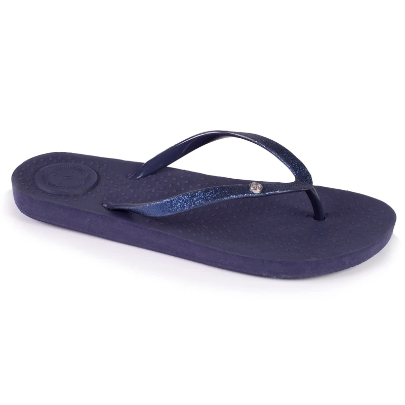 Tongs Femme tige paillettes Marine