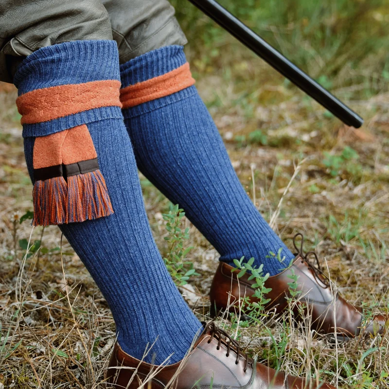 Mi-bas | Bleu & Orange - Laine