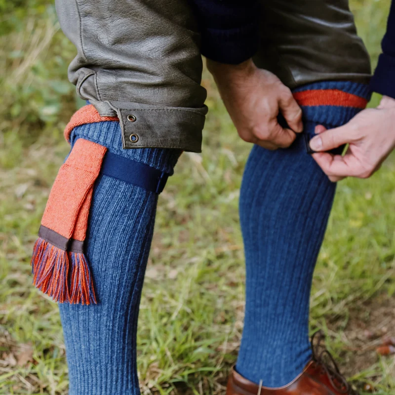 Mi-bas | Bleu & Orange - Laine