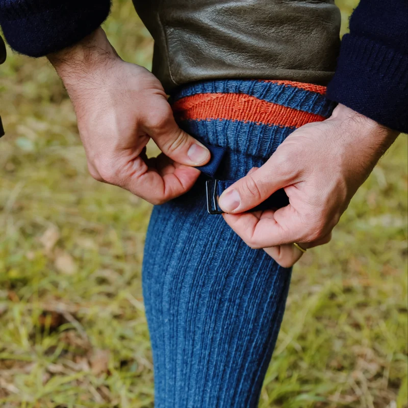 Mi-bas | Bleu & Orange - Laine