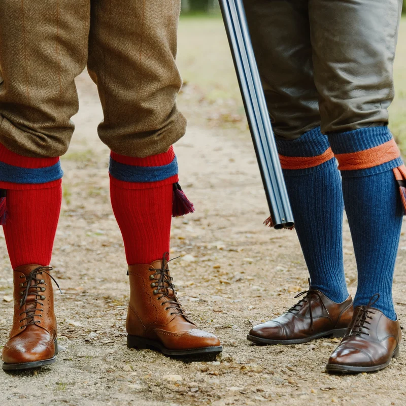 Mi-bas | Bleu & Orange - Laine