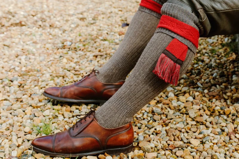 Mi-bas | Beige & Rouille - Laine