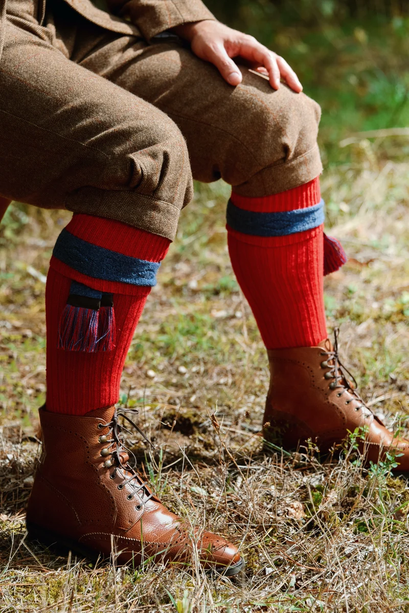 Mi-bas | Rouge & Bleu - Laine