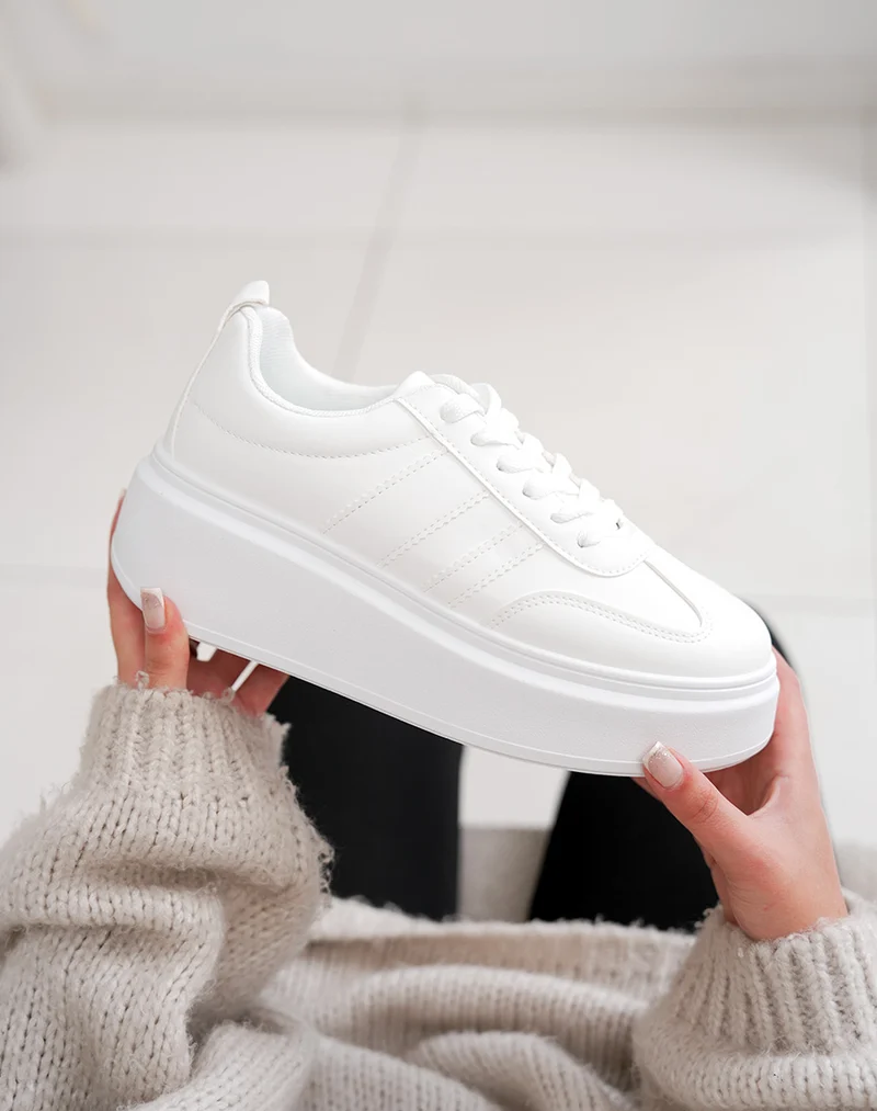 Basket femme blanche tendance avec plateforme épaisse