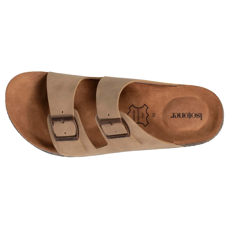Mules sandales Homme double bride taupe