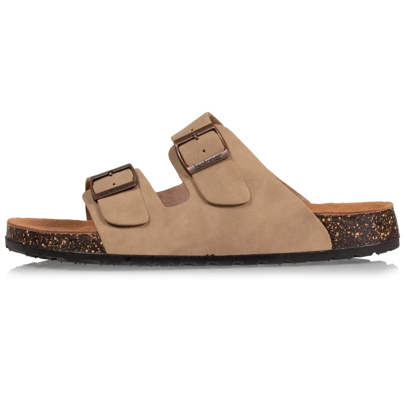 Mules sandales Homme double bride taupe