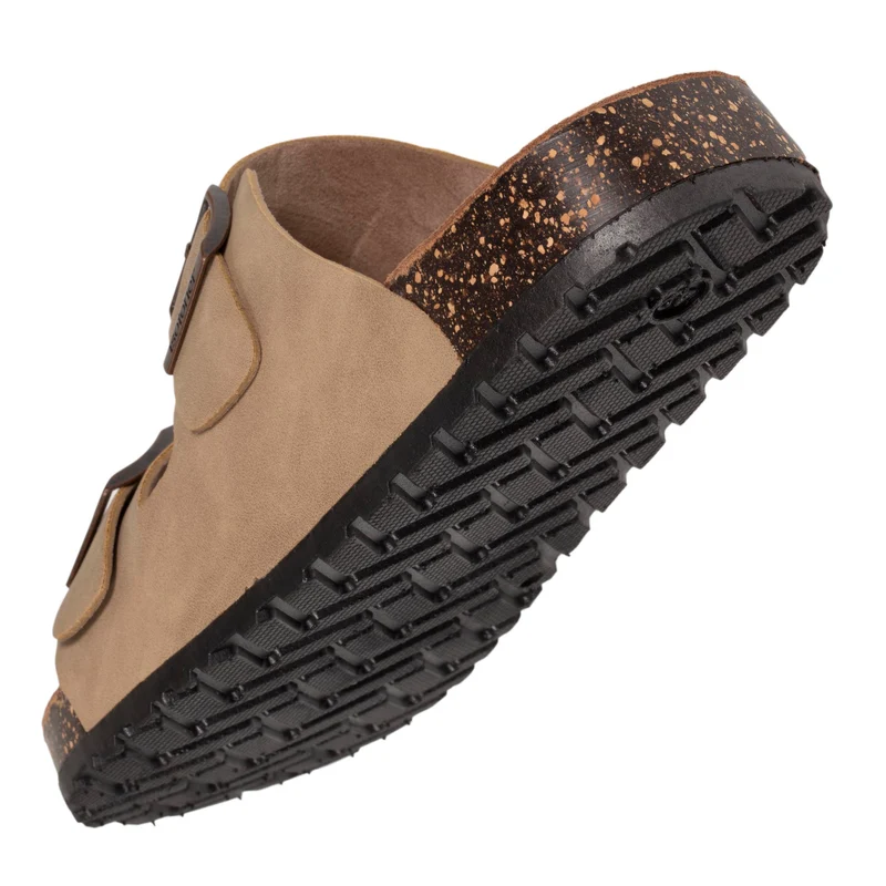 Mules sandales Homme double bride taupe