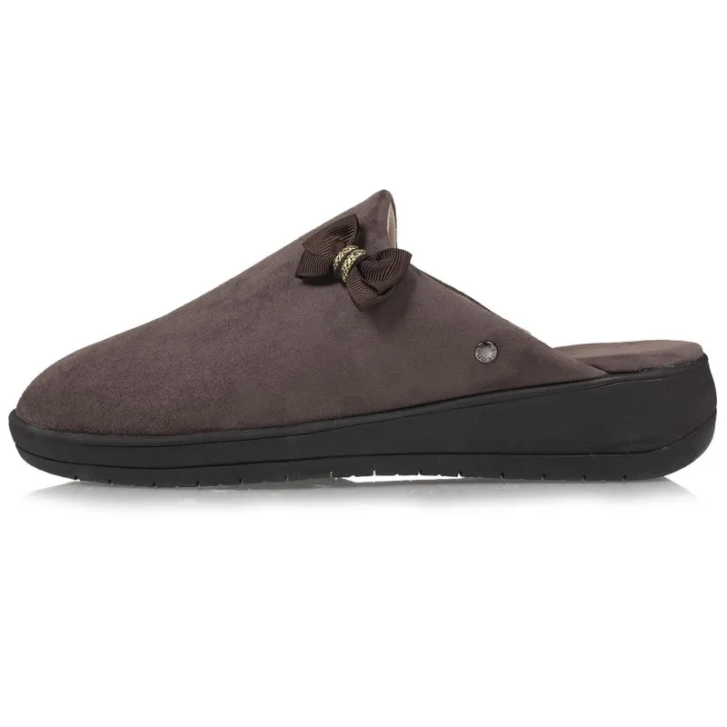 Chaussons mules Femme Talon Nœud Taupe