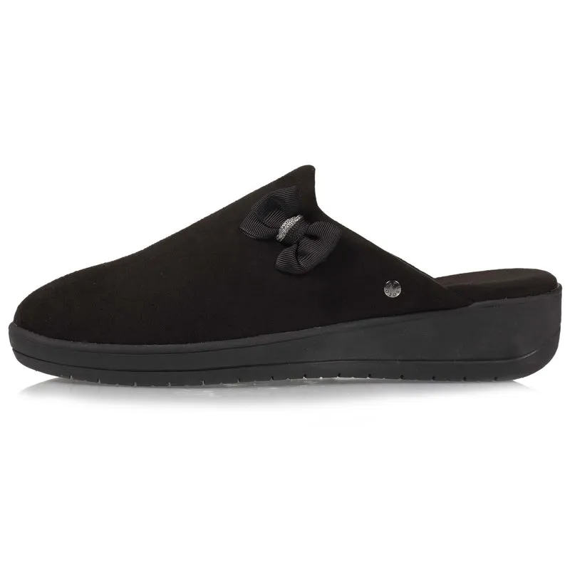 Chaussons mules Femme Talon Nœud Noir