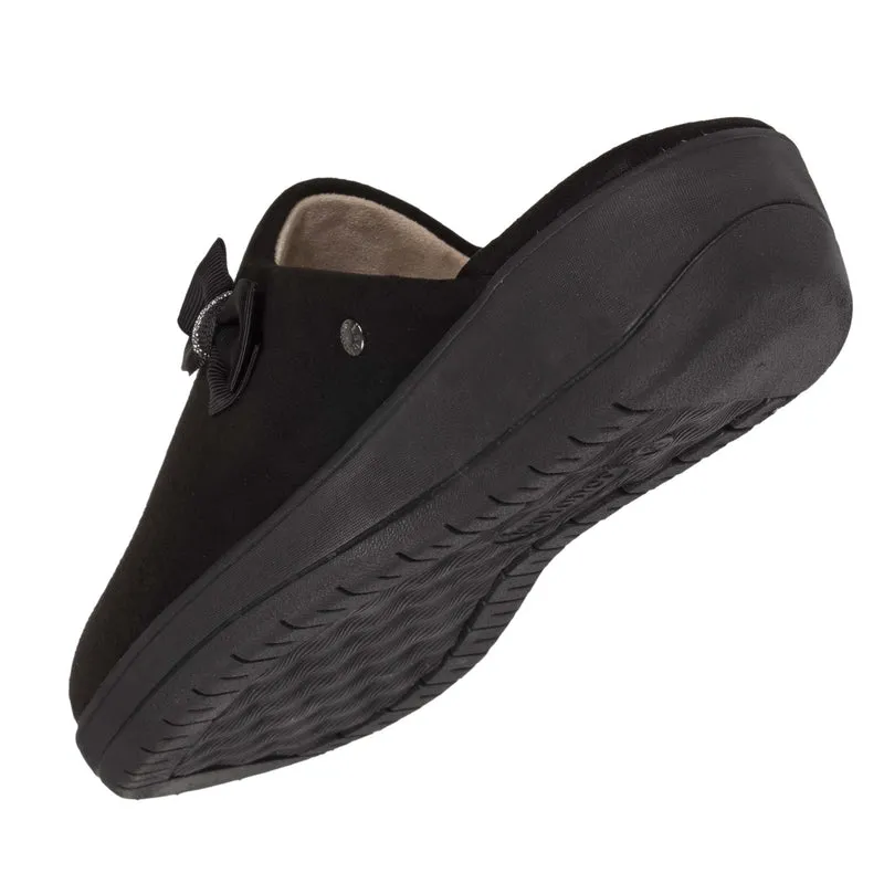 Chaussons mules Femme Talon Nœud Noir