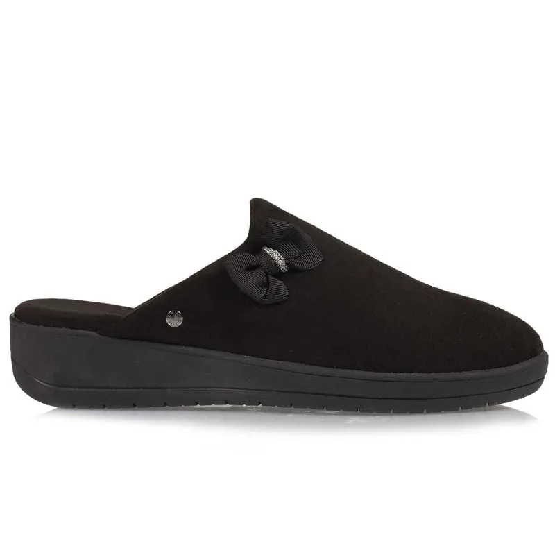 Chaussons mules Femme Talon Nœud Noir