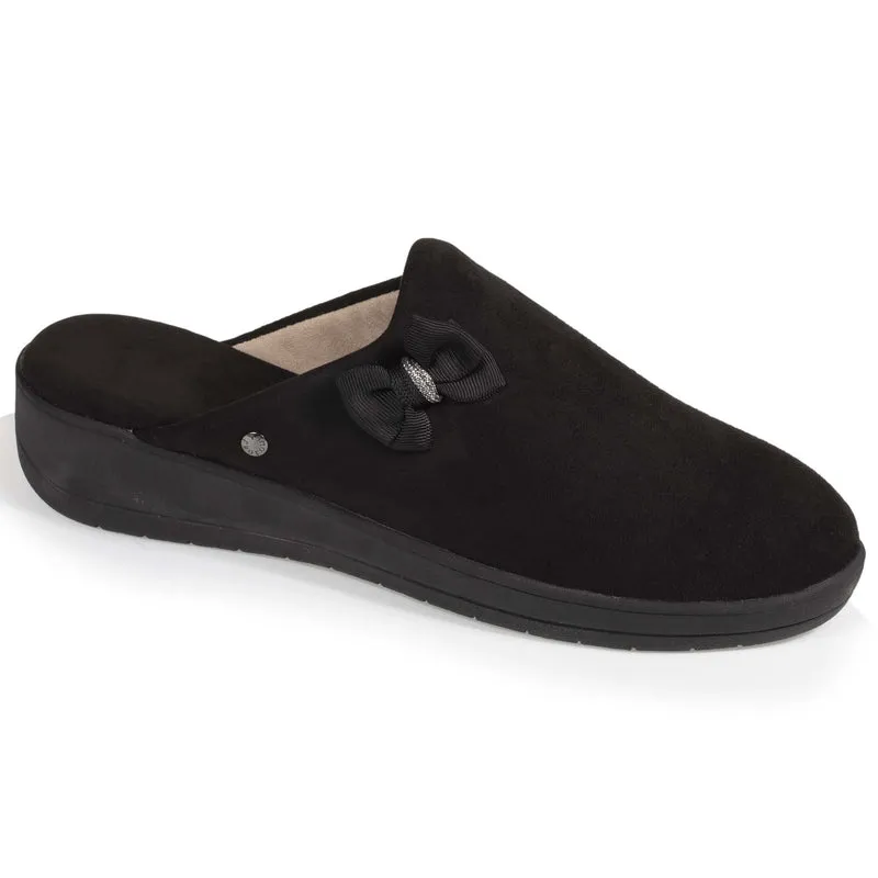 Chaussons mules Femme Talon Nœud Noir