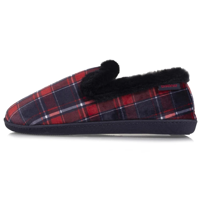 Chaussons charentaises fourrées Femme Tartan