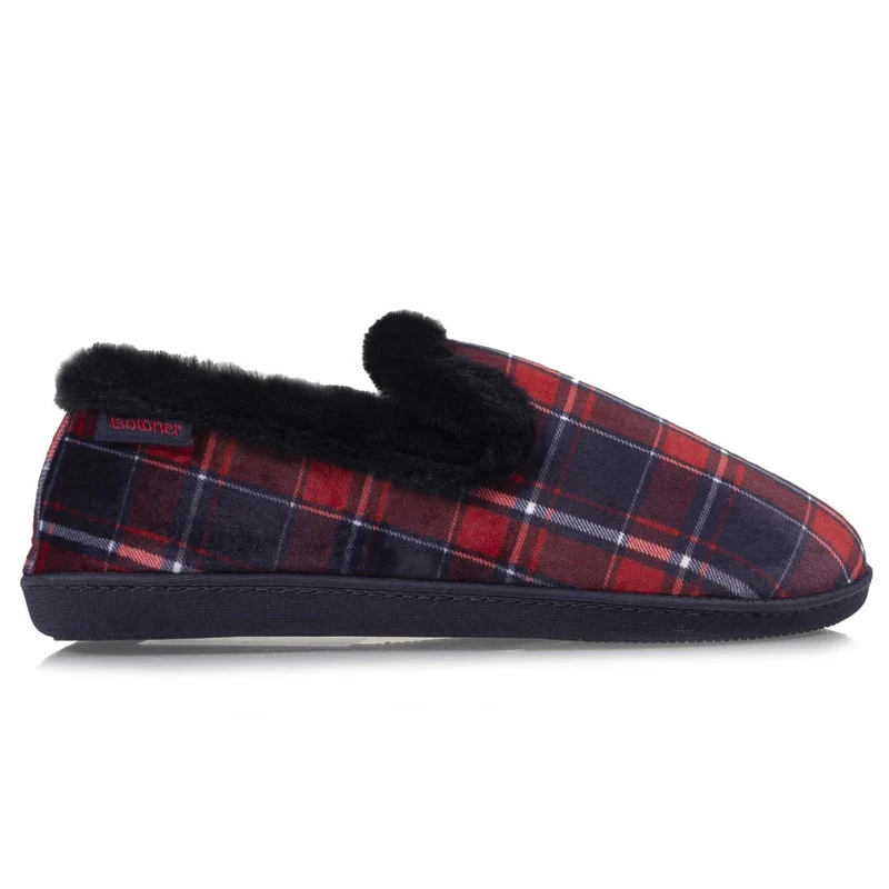Chaussons charentaises fourrées Femme Tartan