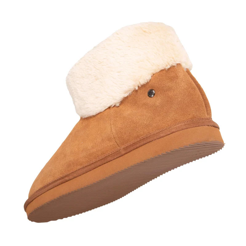 Chaussons bottillons fourrés Femme Camel
