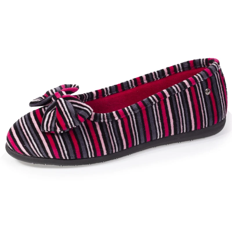 Chaussons ballerines Femme Nœud Rayures