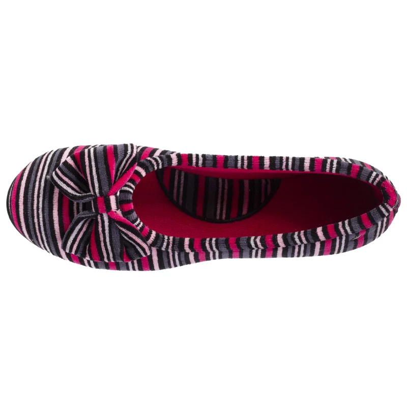 Chaussons ballerines Femme Nœud Rayures