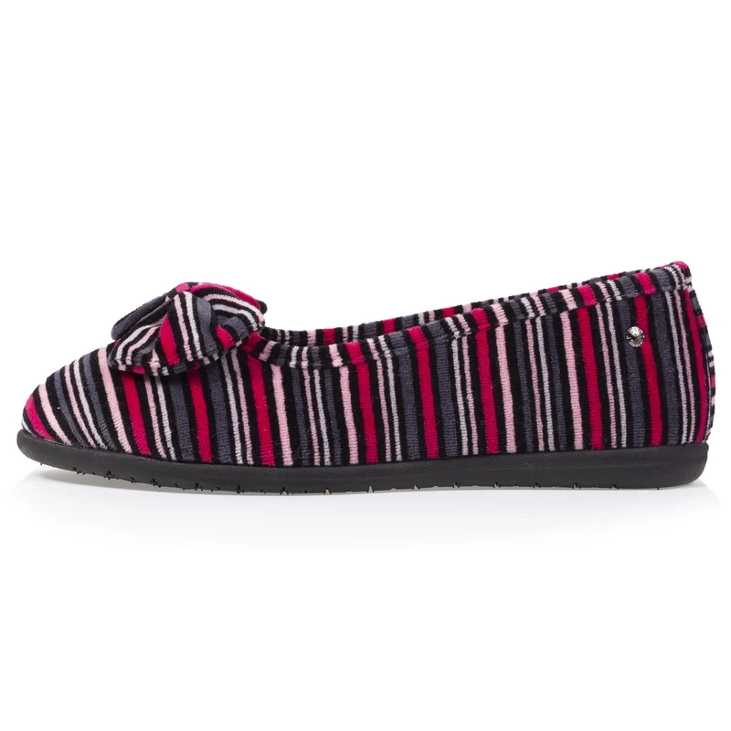 Chaussons ballerines Femme Nœud Rayures