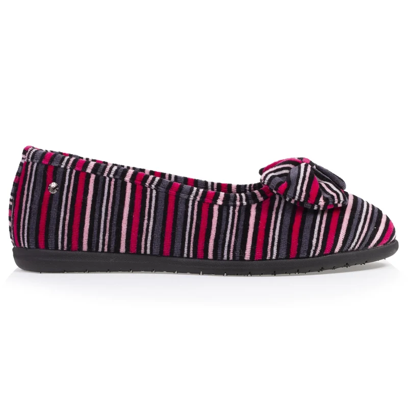 Chaussons ballerines Femme Nœud Rayures