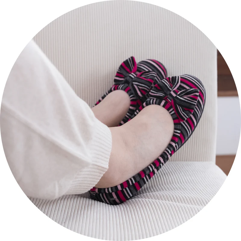 Chaussons ballerines Femme Nœud Rayures