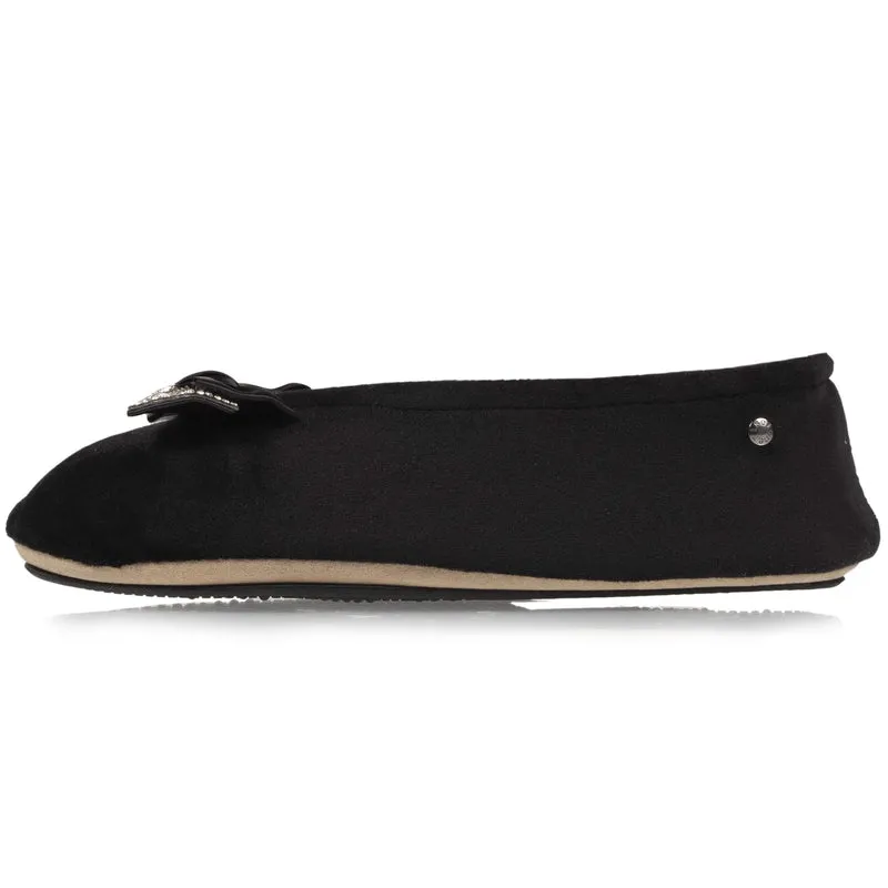 Chaussons ballerines Femme Nœud Bijou Noir