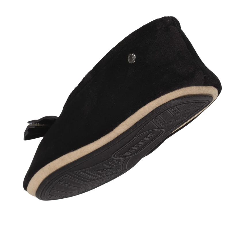 Chaussons ballerines Femme Nœud Bijou Noir